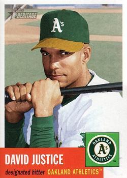 #148 David Justice - Oakland Athletics - 2002 Topps Heritage Baseball
