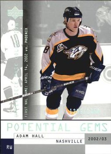 #149 Adam Hall - Nashville Predators - 2002-03 Upper Deck Mask Collection Hockey