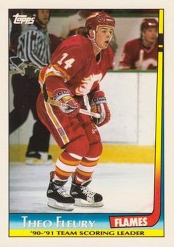 #14 Theo Fleury - Calgary Flames - 1991-92 Topps Hockey - Team Scoring Leaders