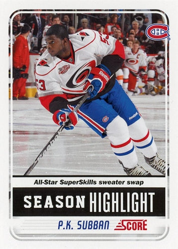#14 P.K. Subban - Montreal Canadiens - 2011-12 Score Hockey