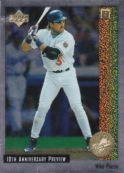#14 Mike Piazza - Los Angeles Dodgers - 1998 Upper Deck - 10th Anniversary Preview Baseball