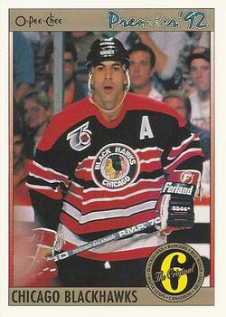 #150 Chris Chelios - Chicago Blackhawks - 1991-92 O-Pee-Chee Premier Hockey