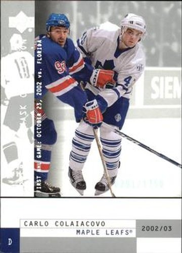 #150 Carlo Colaiacovo - Toronto Maple Leafs - 2002-03 Upper Deck Mask Collection Hockey