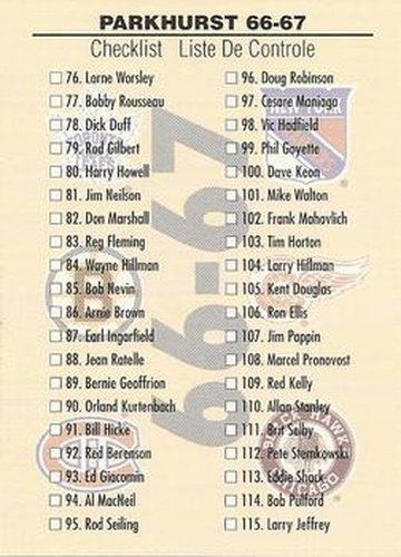 #150 Checklist: 76-150 - 1995-96 Parkhurst 1966-67 Hockey