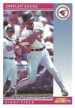 #150 Dwight Evans - Baltimore Orioles - 1992 Score Baseball