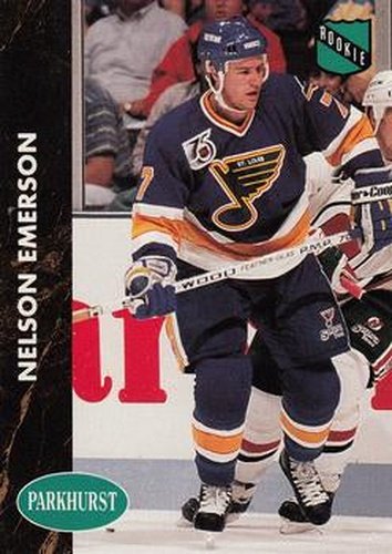 #151 Nelson Emerson - St. Louis Blues - 1991-92 Parkhurst Hockey