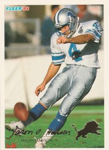 #151 Jason Hanson - Detroit Lions - 1994 Fleer Football