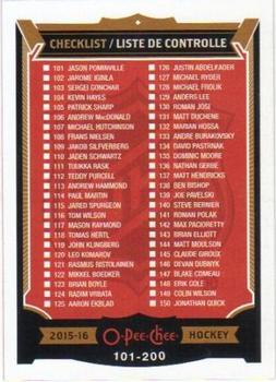 #151 Checklist: 101-200 - 2015-16 O-Pee-Chee Hockey