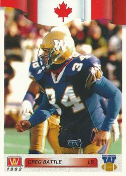 #151 Greg Battle - Winnipeg Blue Bombers - 1992 All World CFL Football