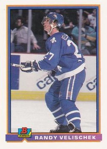 #152 Randy Velischek - Quebec Nordiques - 1991-92 Bowman Hockey