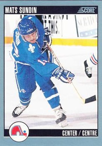 #153 Mats Sundin - Quebec Nordiques - 1992-93 Score Canadian Hockey