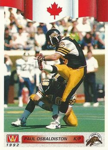 #153 Paul Osbaldiston - Hamilton Tiger-Cats - 1992 All World CFL Football