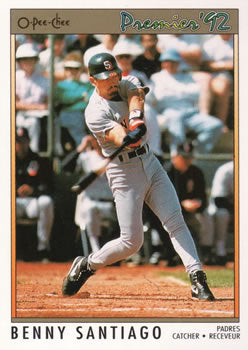 #154 Benny Santiago - San Diego Padres - 1992 O-Pee-Chee Premier Baseball