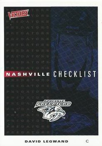 #154 Predators Checklist - Nashville Predators - 1999-00 Upper Deck Victory Hockey