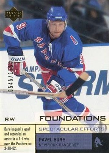 #154 Pavel Bure - New York Rangers - 2002-03 Upper Deck Foundations Hockey