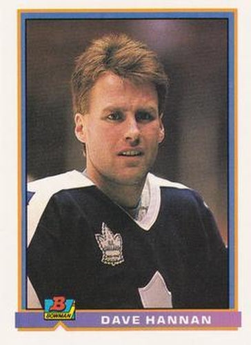 #155 Dave Hannan - Toronto Maple Leafs - 1991-92 Bowman Hockey