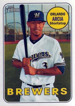 #155 Orlando Arcia - Milwaukee Brewers - 2018 Topps Heritage Baseball