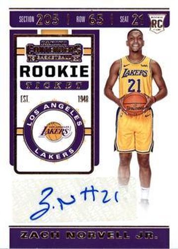#155 Zach Norvell Jr. - Los Angeles Lakers - 2019-20 Panini Contenders Basketball