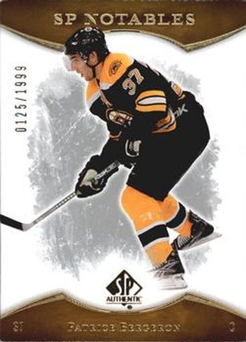 #156 Patrice Bergeron - Boston Bruins - 2007-08 SP Authentic Hockey