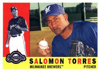 #156 Salomon Torres - Milwaukee Brewers - 2009 Topps Heritage Baseball