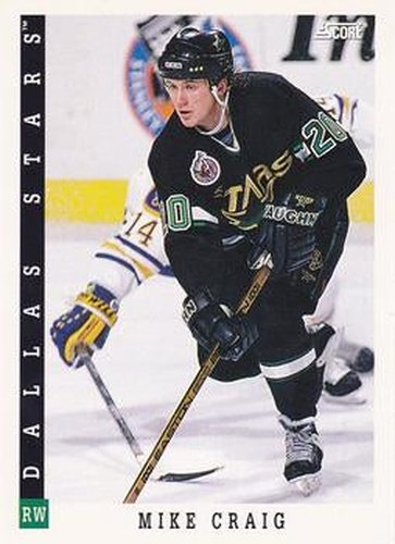 #156 Mike Craig - Dallas Stars - 1993-94 Score Canadian Hockey