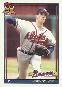 #157 John Smoltz - Atlanta Braves - 1991 Topps Baseball