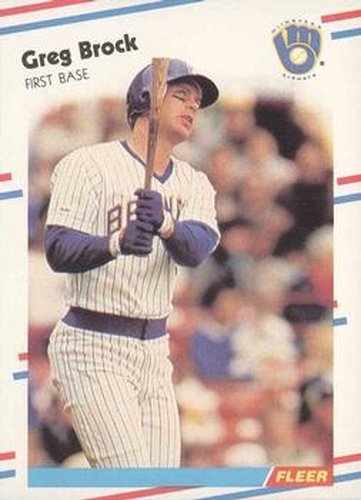 #158 Greg Brock - Milwaukee Brewers - 1988 Fleer Baseball