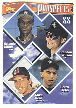 #158 SS Prospects Orlando Miller / Brandon Wilson / Derek Jeter / Mike Neal PROS - Houston Astros / Chicago White Sox / New York Yankees / Cleveland Indians - 1994 Topps Baseball