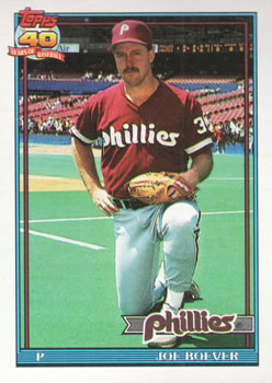 #159 Joe Boever - Philadelphia Phillies - 1991 Topps Baseball