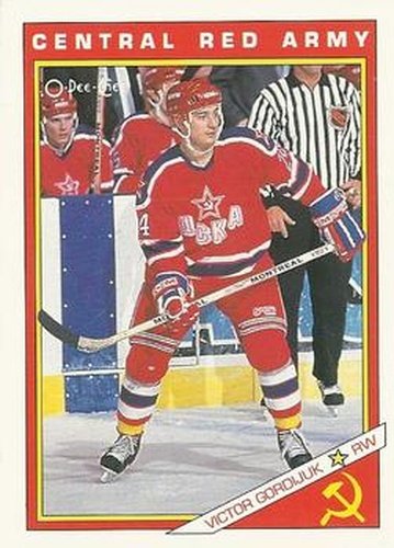 #15R Viktor Gordijuk - CSKA Moscow - 1991-92 O-Pee-Chee Hockey - Sharks & Russians