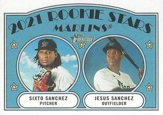 #15 Marlins 2021 Rookie Stars Sixto Sanchez / Jesus Sanchez - Miami Marlins - 2021 Topps Heritage Baseball