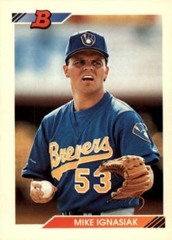 #15 Mike Ignasiak - Milwaukee Brewers - 1992 Bowman Baseball