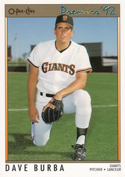 #160 Dave Burba - San Francisco Giants - 1992 O-Pee-Chee Premier Baseball
