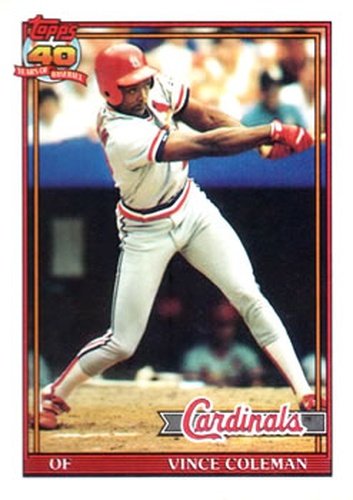 #160 Vince Coleman - St. Louis Cardinals - 1991 Topps Baseball