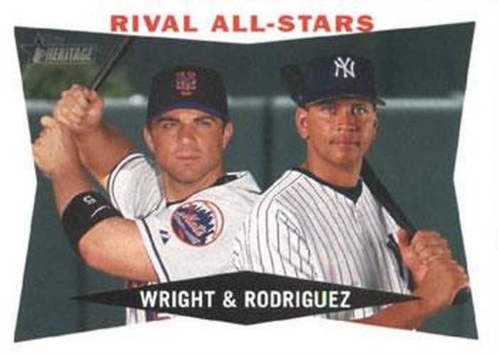 #160 Rival All-Stars David Wright / Alex Rodriguez - New York Mets / New York Yankees - 2009 Topps Heritage Baseball
