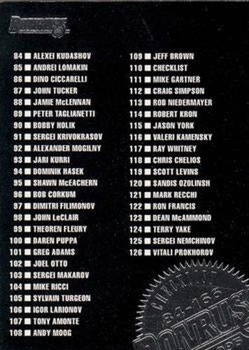 #160 Checklist - 1994-95 Donruss Hockey