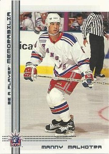 #160 Manny Malhotra - New York Rangers - 2000-01 Be a Player Memorabilia Hockey