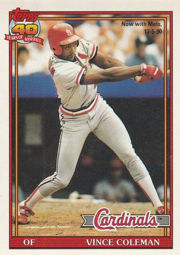 #160 Vince Coleman - New York Mets - 1991 O-Pee-Chee Baseball