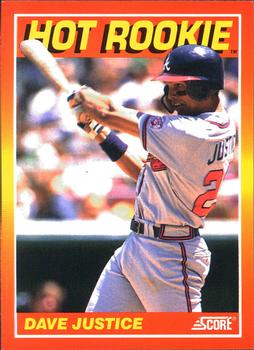 #1 Dave Justice - Atlanta Braves - 1991 Score Baseball - Hot Rookies