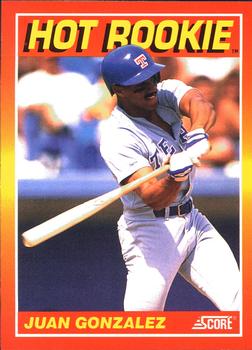 #9 Juan Gonzalez - Texas Rangers - 1991 Score Baseball - Hot Rookies