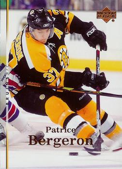 #162 Patrice Bergeron - Boston Bruins - 2007-08 Upper Deck Hockey