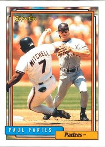 #162 Paul Faries - San Diego Padres - 1992 O-Pee-Chee Baseball