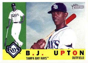 #162 B.J. Upton - Tampa Bay Rays - 2009 Topps Heritage Baseball