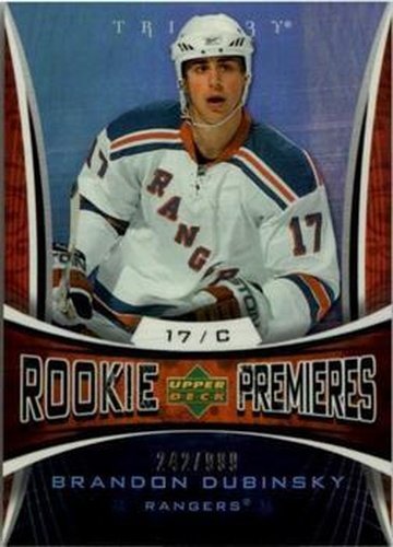 #162 Brandon Dubinsky - New York Rangers - 2007-08 Upper Deck Trilogy Hockey