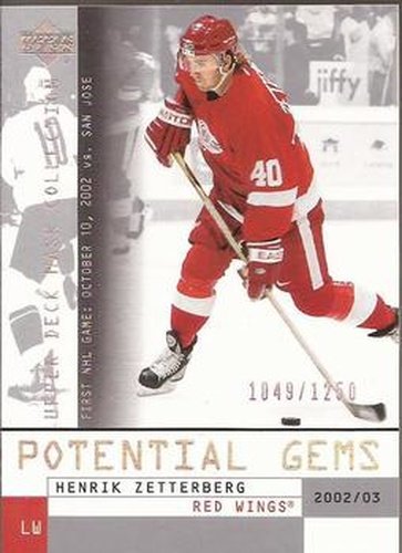 #162 Henrik Zetterberg - Detroit Red Wings - 2002-03 Upper Deck Mask Collection Hockey