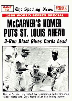 #164 World Series Game #3 - McCarver's Homer Puts St. Louis Ahead - St. Louis Cardinals / Detroit Tigers - 1969 Topps Baseball