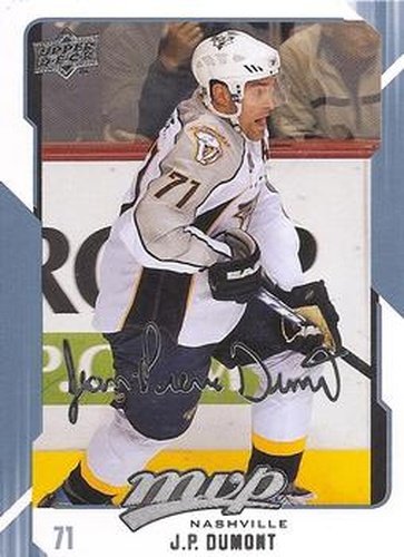 #164 J.P. Dumont - Nashville Predators - 2008-09 Upper Deck MVP Hockey