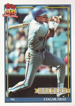 #164 Edgar Diaz - Milwaukee Brewers - 1991 Topps Baseball
