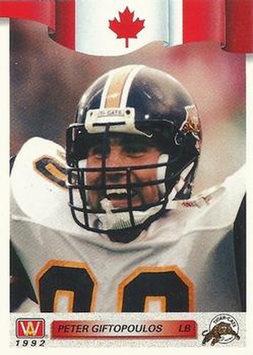 #164 Peter Giftopoulos - Hamilton Tiger-Cats - 1992 All World CFL Football