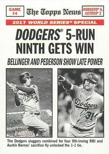 #165 Dodgers 5-Run Ninth Gets Win Cody Bellinger / Joc Pederson - Los Angeles Dodgers - 2018 Topps Heritage Baseball